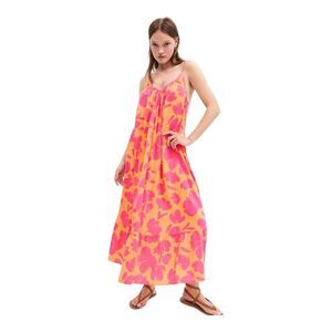 NWT Gap Beachy Pink Floral Print Tiered Cami Maxi Sundress Lightweight Dress, L